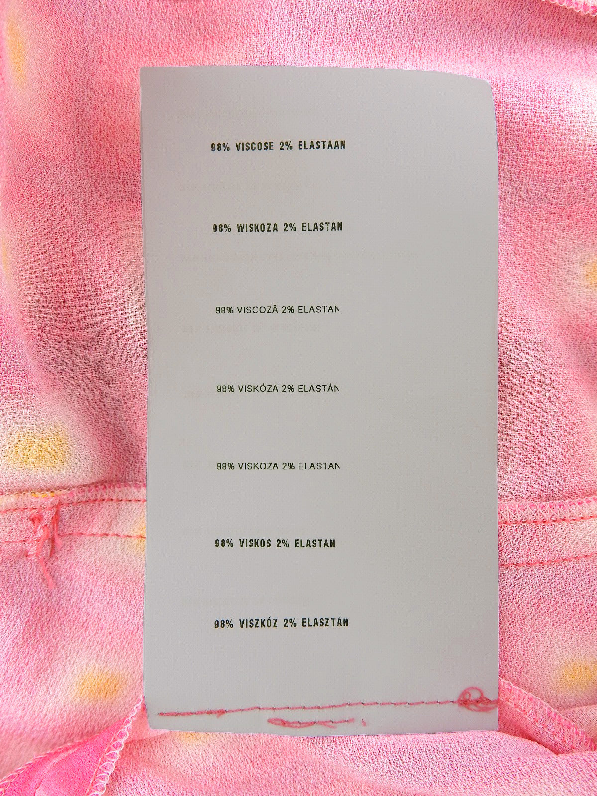 スクエアパターンノースリーブワンピース ピンク/イエロー