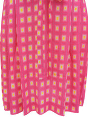 スクエアパターンノースリーブワンピース ピンク/イエロー