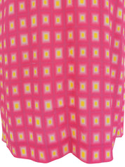 スクエアパターンノースリーブワンピース ピンク/イエロー