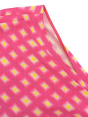 スクエアパターンノースリーブワンピース ピンク/イエロー