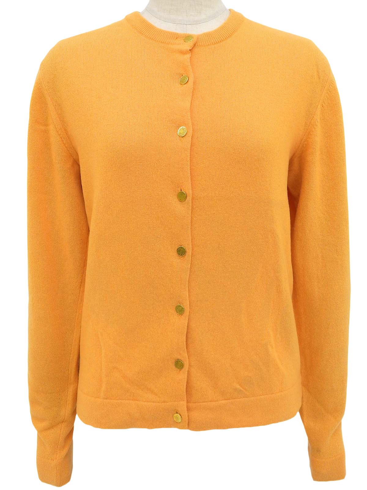 Cashmere Sellier Button Cardigan Orange