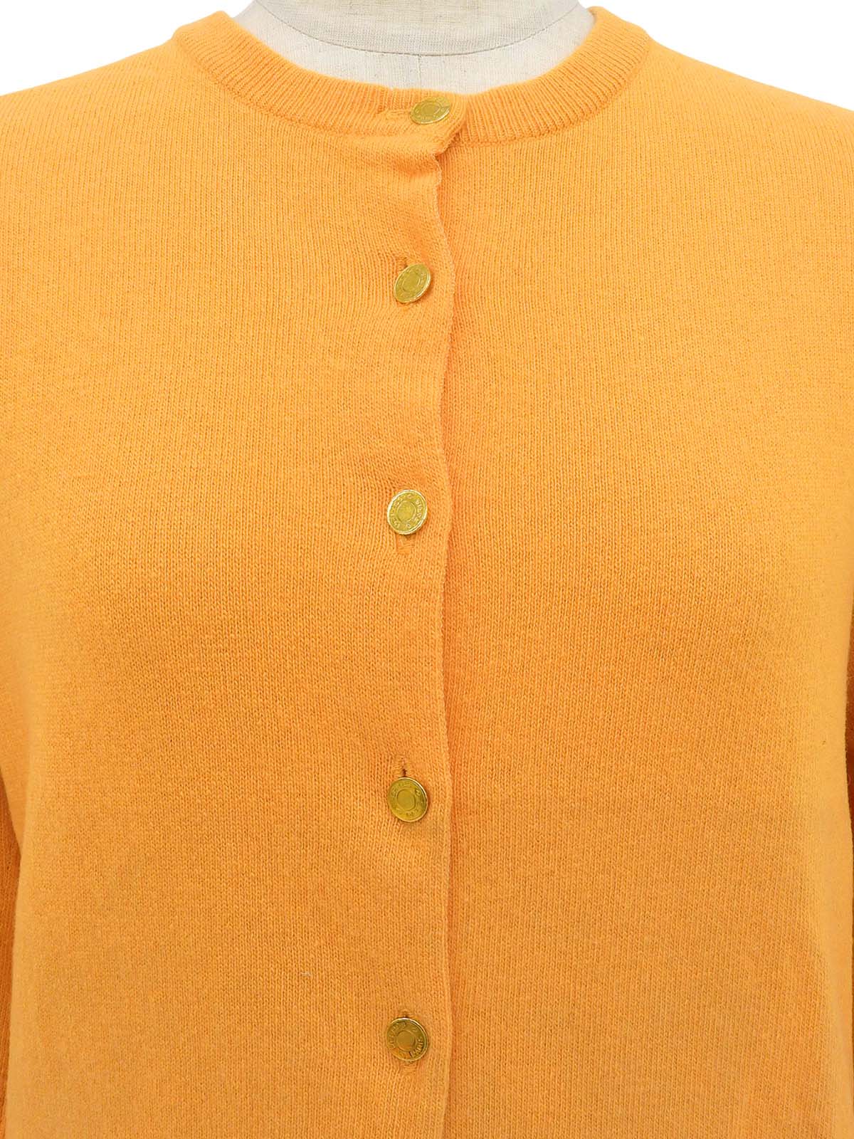 Cashmere Sellier Button Cardigan Orange
