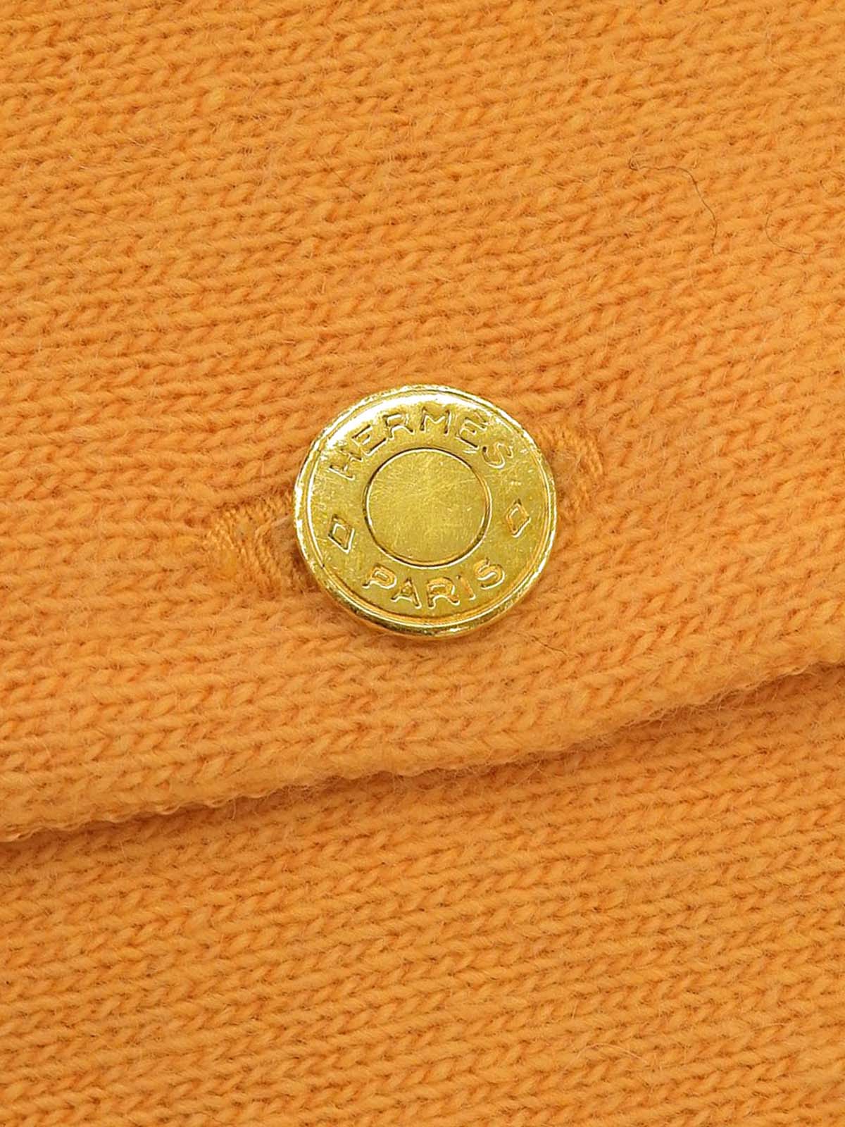 Cashmere Sellier Button Cardigan Orange