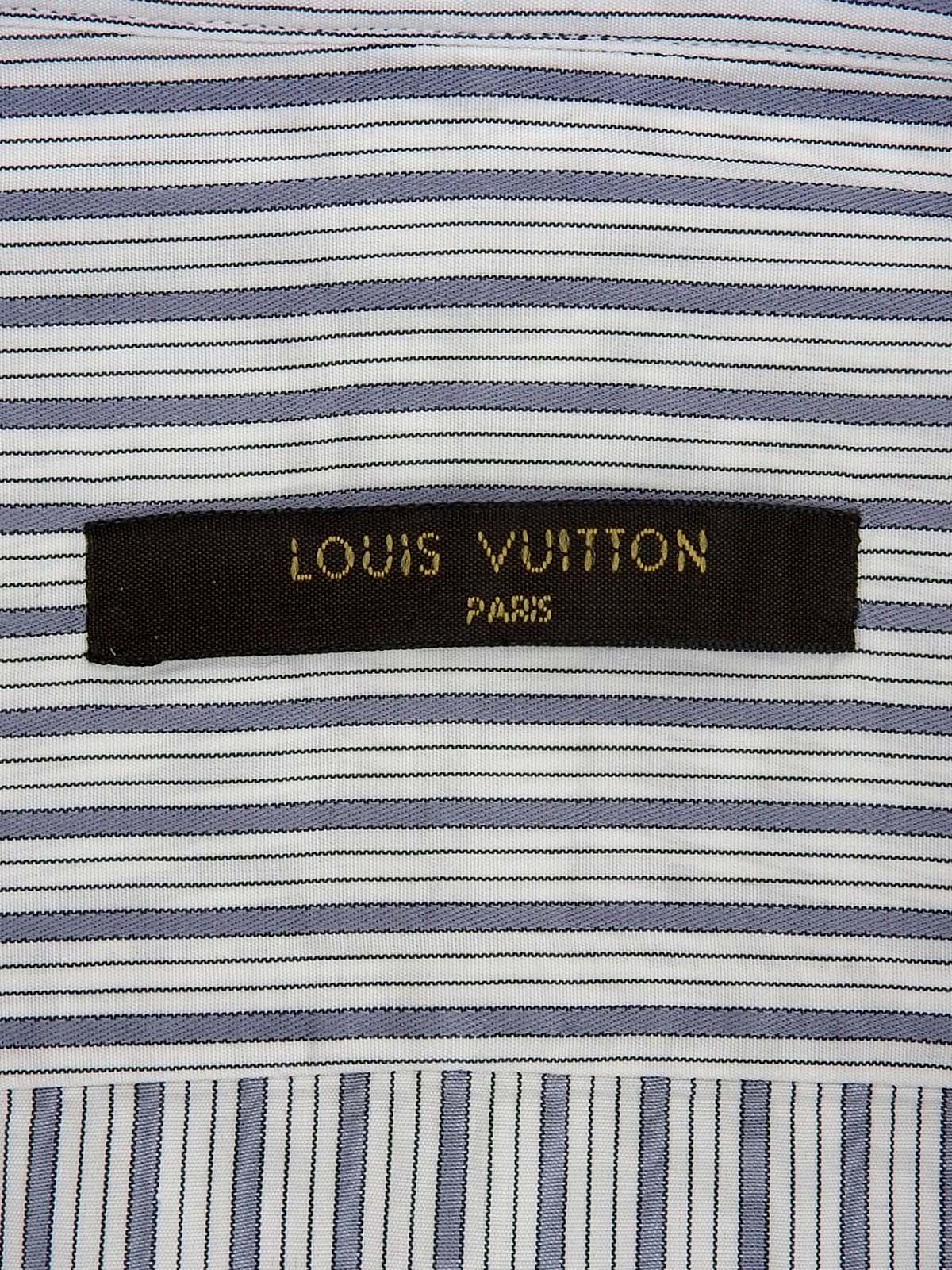 ストライプパターンロゴボタンシャツ ホワイト/ブルー