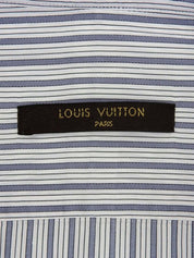 ストライプパターンロゴボタンシャツ ホワイト/ブルー