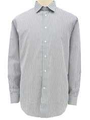 ストライプパターンロゴボタンシャツ ホワイト/ブルー