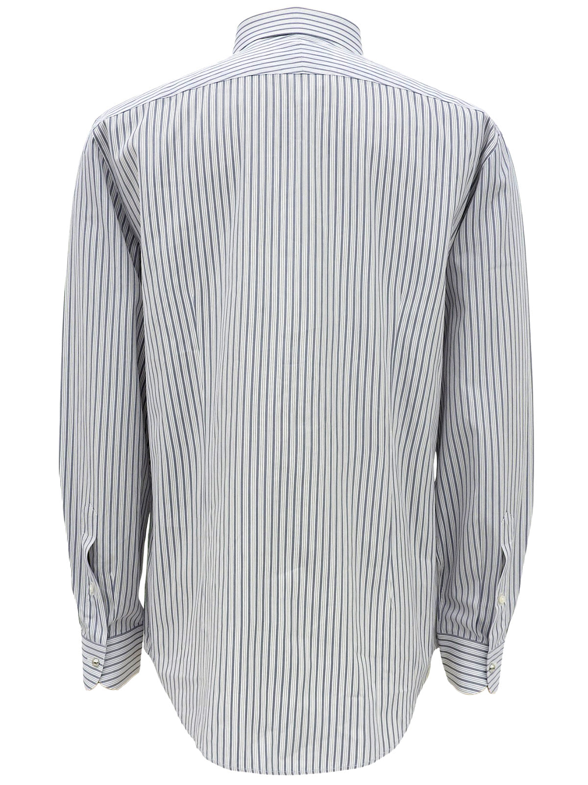 ストライプパターンロゴボタンシャツ ホワイト/ブルー