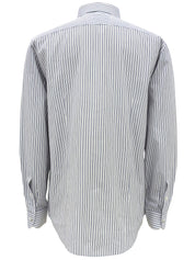 ストライプパターンロゴボタンシャツ ホワイト/ブルー