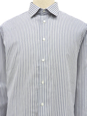 ストライプパターンロゴボタンシャツ ホワイト/ブルー