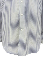 ストライプパターンロゴボタンシャツ ホワイト/ブルー