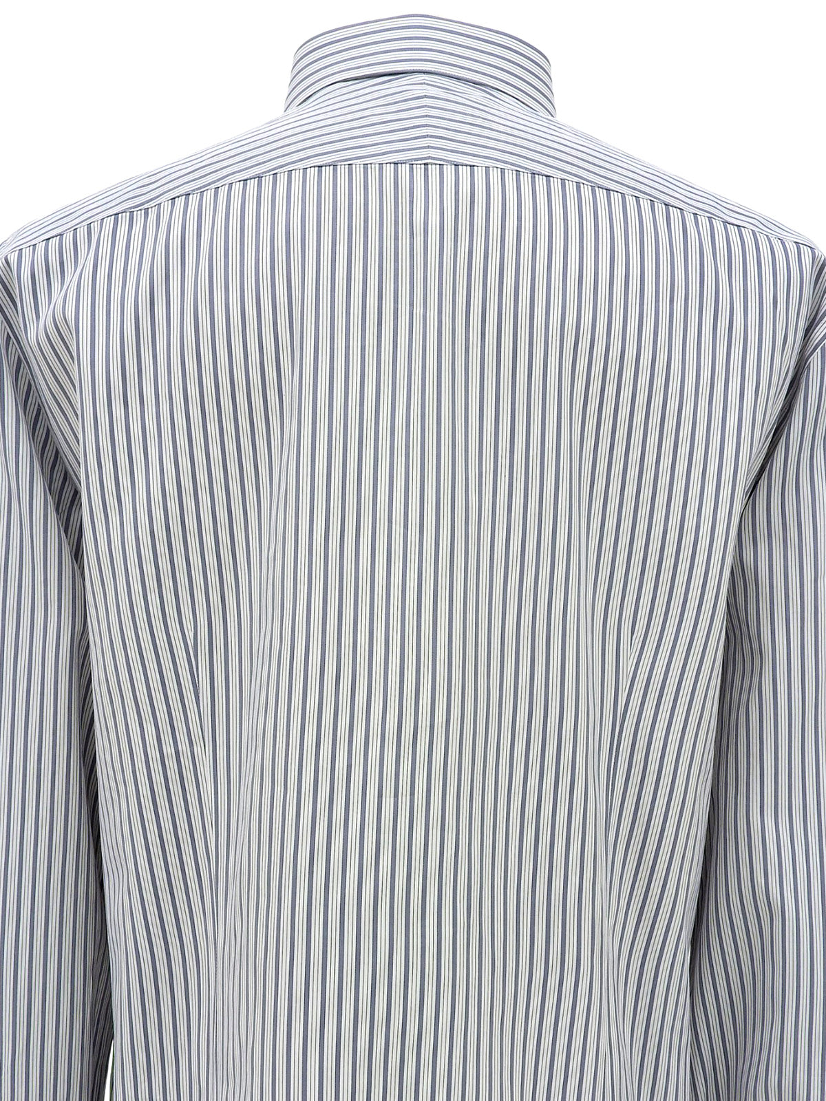 ストライプパターンロゴボタンシャツ ホワイト/ブルー