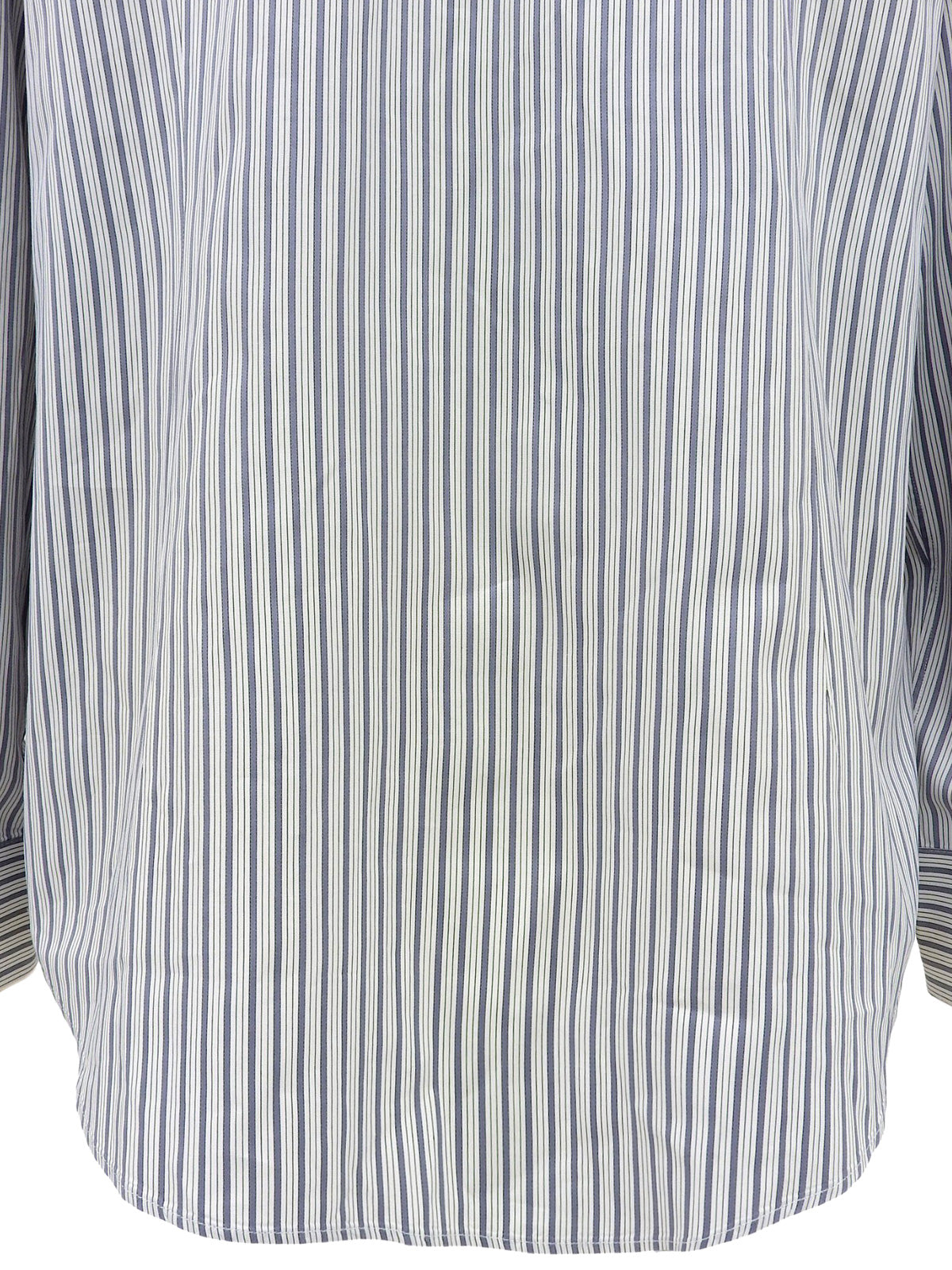 ストライプパターンロゴボタンシャツ ホワイト/ブルー