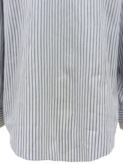 ストライプパターンロゴボタンシャツ ホワイト/ブルー