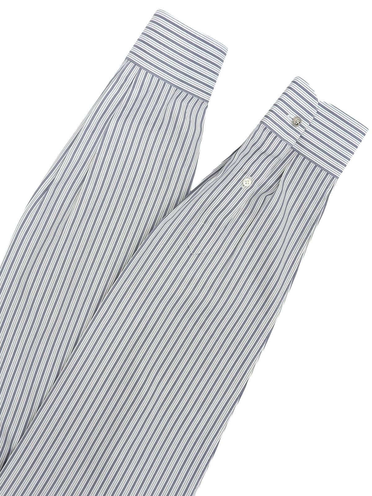 ストライプパターンロゴボタンシャツ ホワイト/ブルー