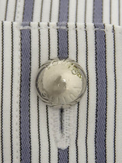 ストライプパターンロゴボタンシャツ ホワイト/ブルー