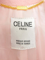 Wool Cashmere Logo Button Long Collarless Coat Pink