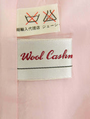 Wool Cashmere Logo Button Long Collarless Coat Pink