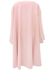 Wool Cashmere Logo Button Long Collarless Coat Pink