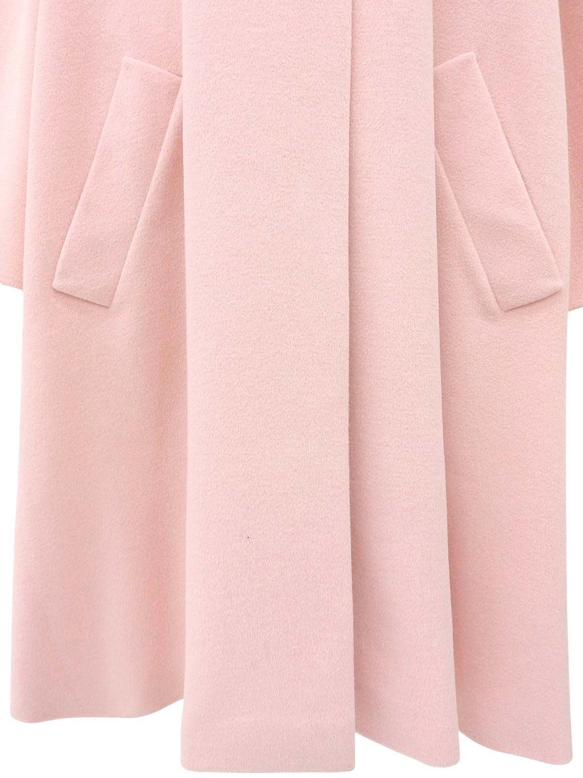 Wool Cashmere Logo Button Long Collarless Coat Pink