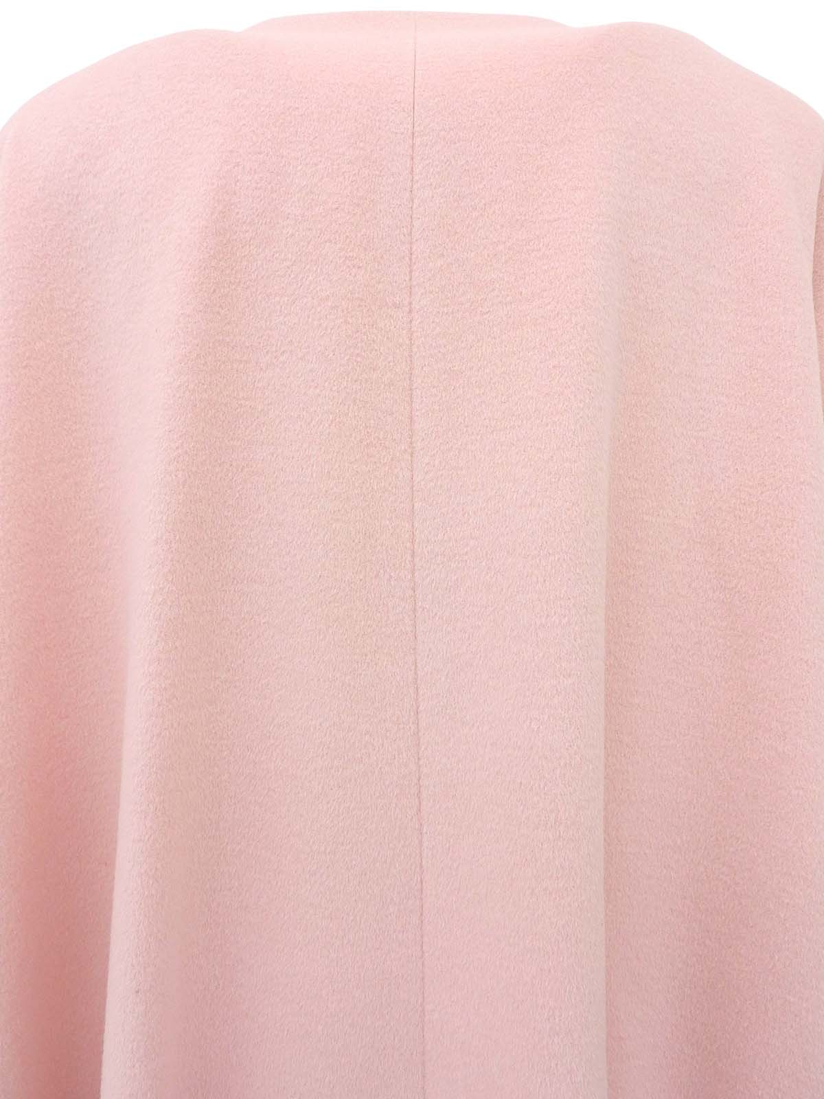 Wool Cashmere Logo Button Long Collarless Coat Pink