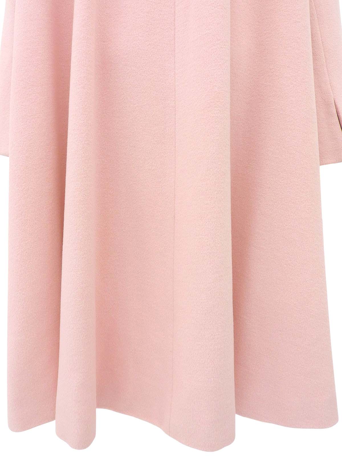 Wool Cashmere Logo Button Long Collarless Coat Pink