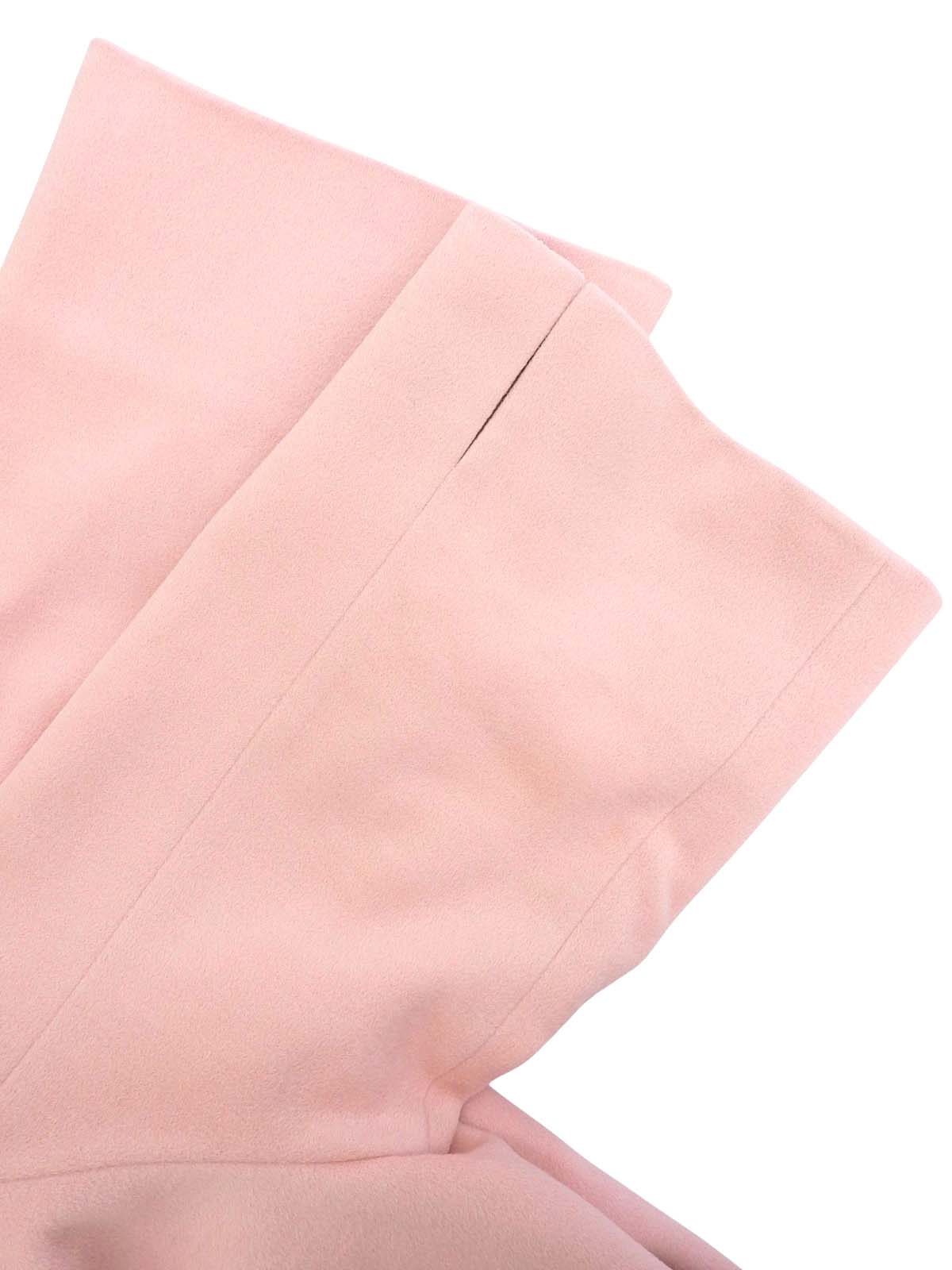 Wool Cashmere Logo Button Long Collarless Coat Pink