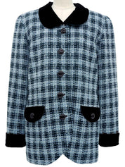 ツイードロゴボタンジャケット ライトブルー/ブラック