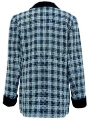 ツイードロゴボタンジャケット ライトブルー/ブラック