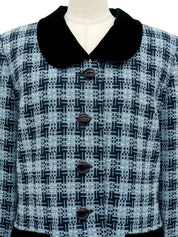 ツイードロゴボタンジャケット ライトブルー/ブラック