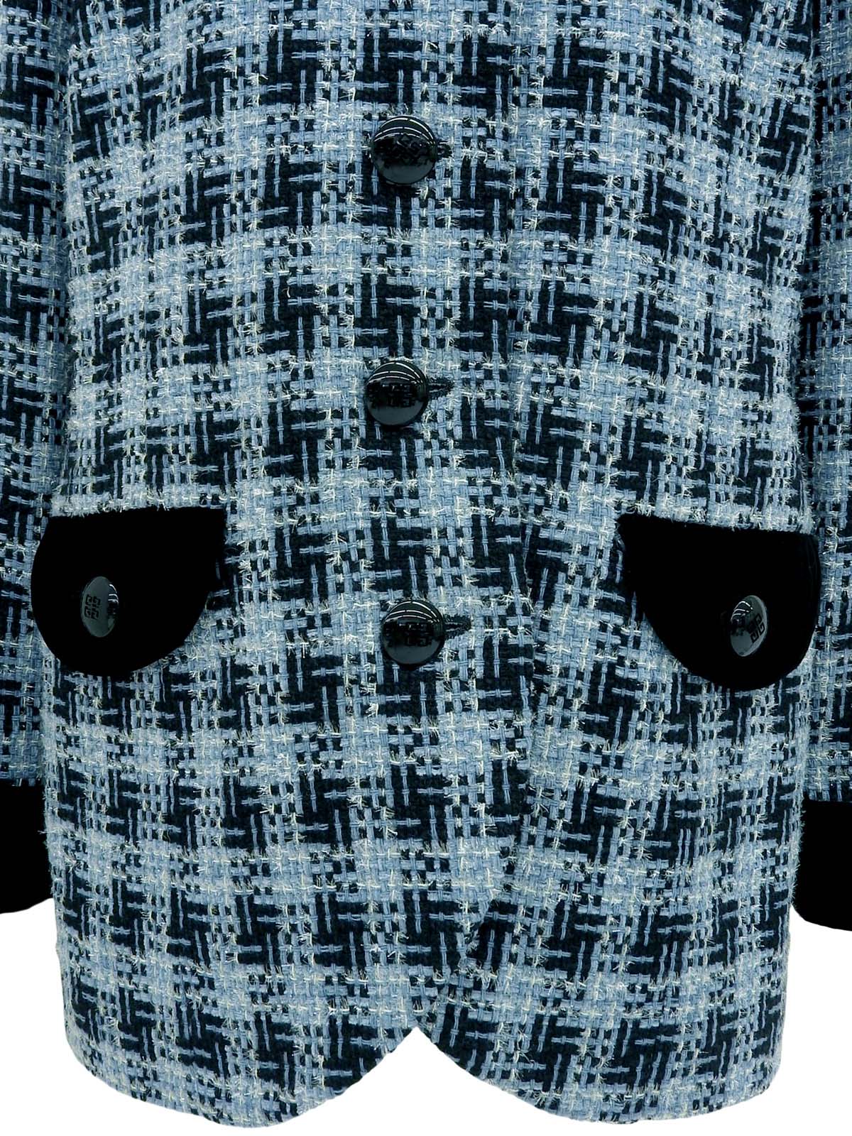 ツイードロゴボタンジャケット ライトブルー/ブラック