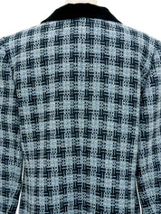 ツイードロゴボタンジャケット ライトブルー/ブラック