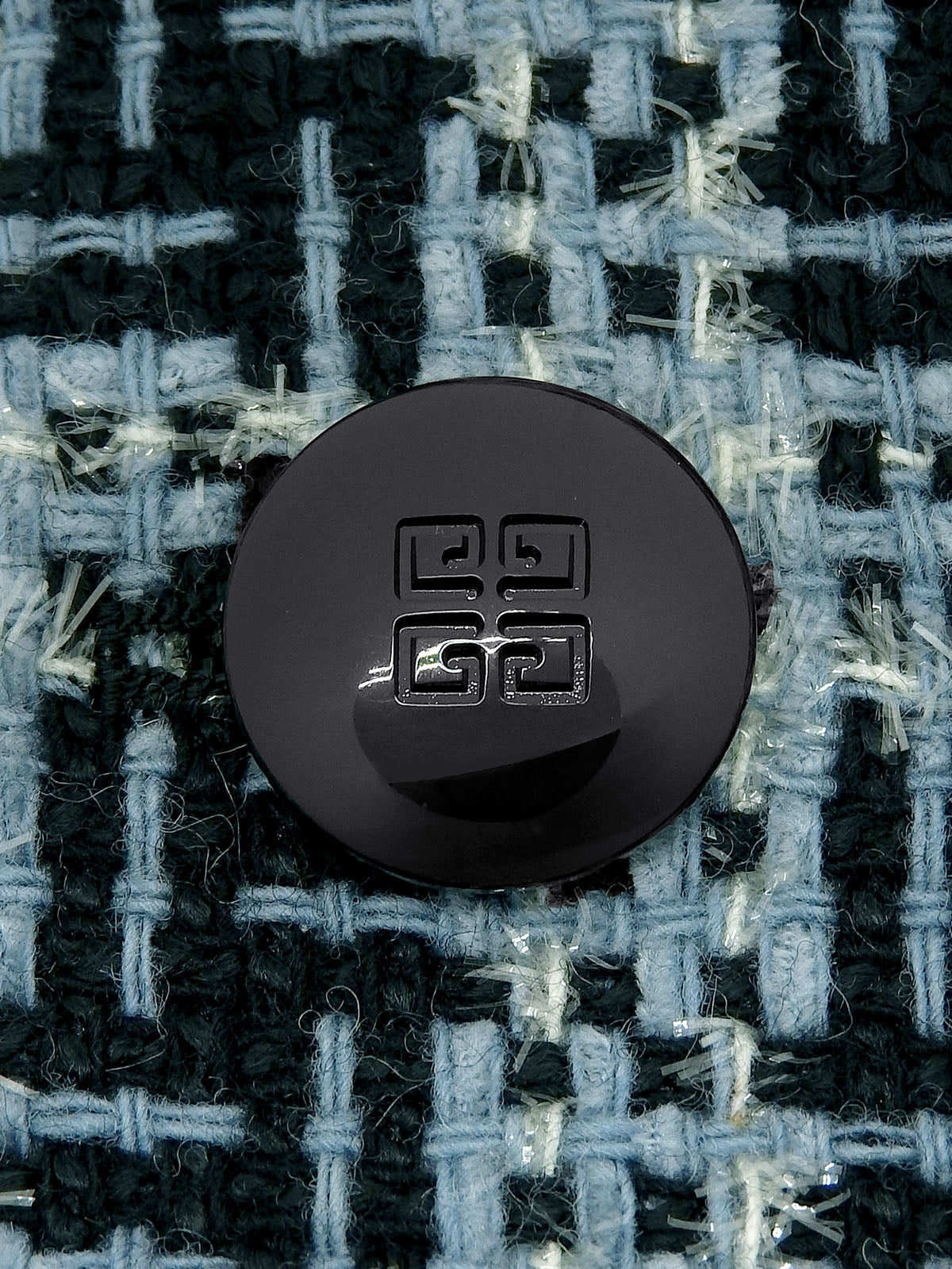 ツイードロゴボタンジャケット ライトブルー/ブラック