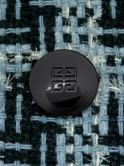 ツイードロゴボタンジャケット ライトブルー/ブラック