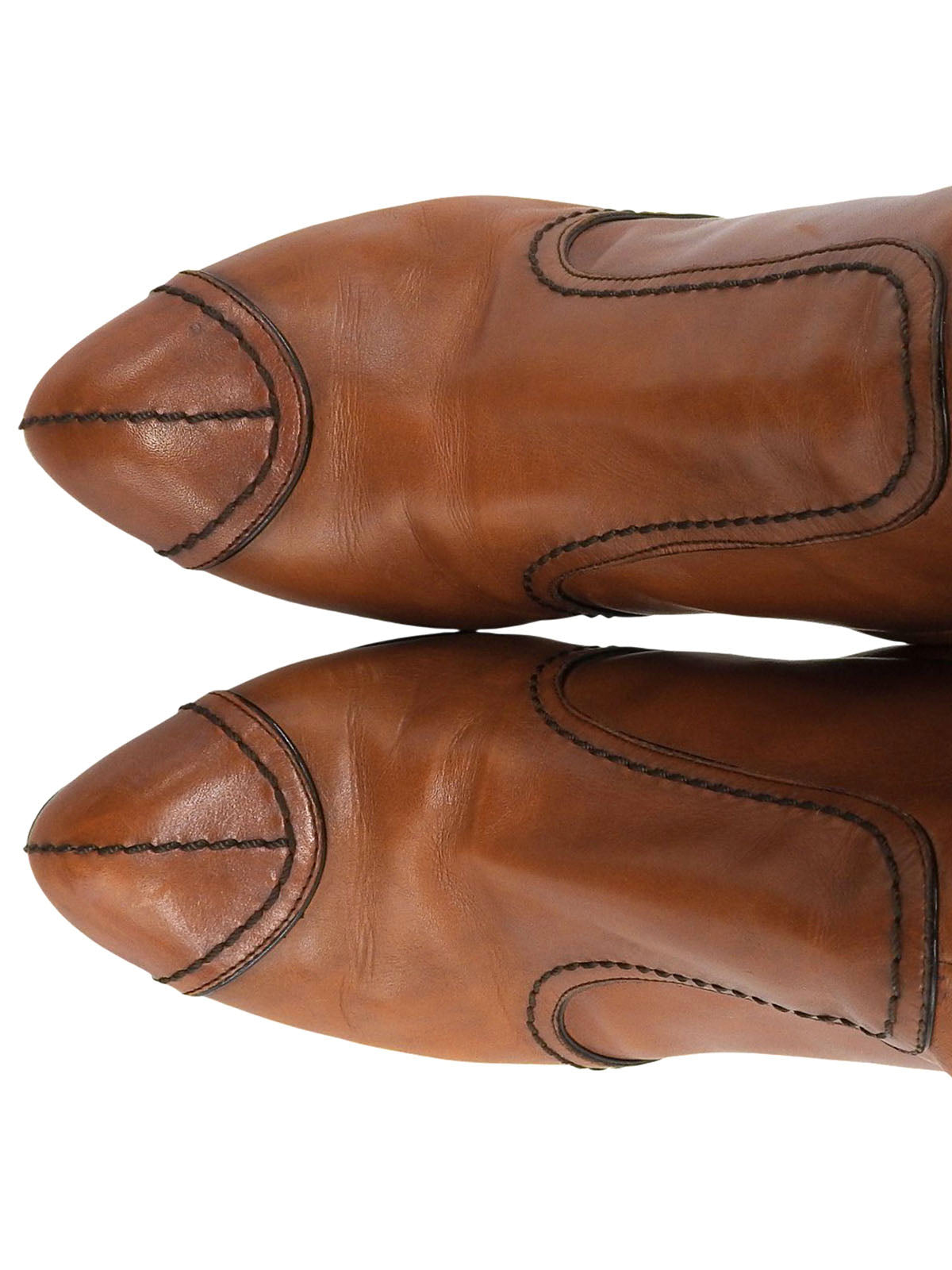 レザーピンヒールロングブーツ キャメル