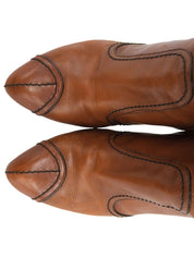 レザーピンヒールロングブーツ キャメル