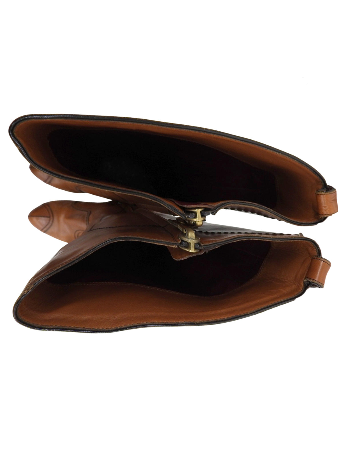 レザーピンヒールロングブーツ キャメル