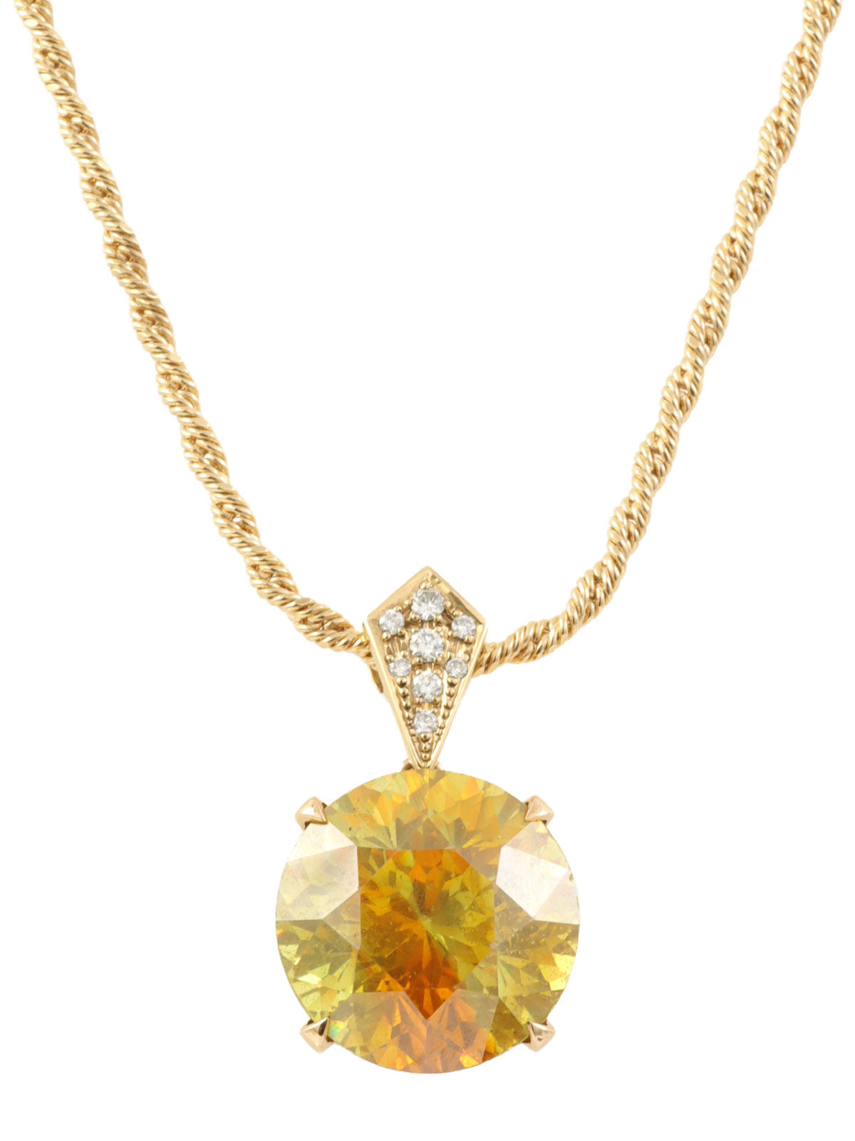 18K Gold Sphalerite Diamond Necklace
