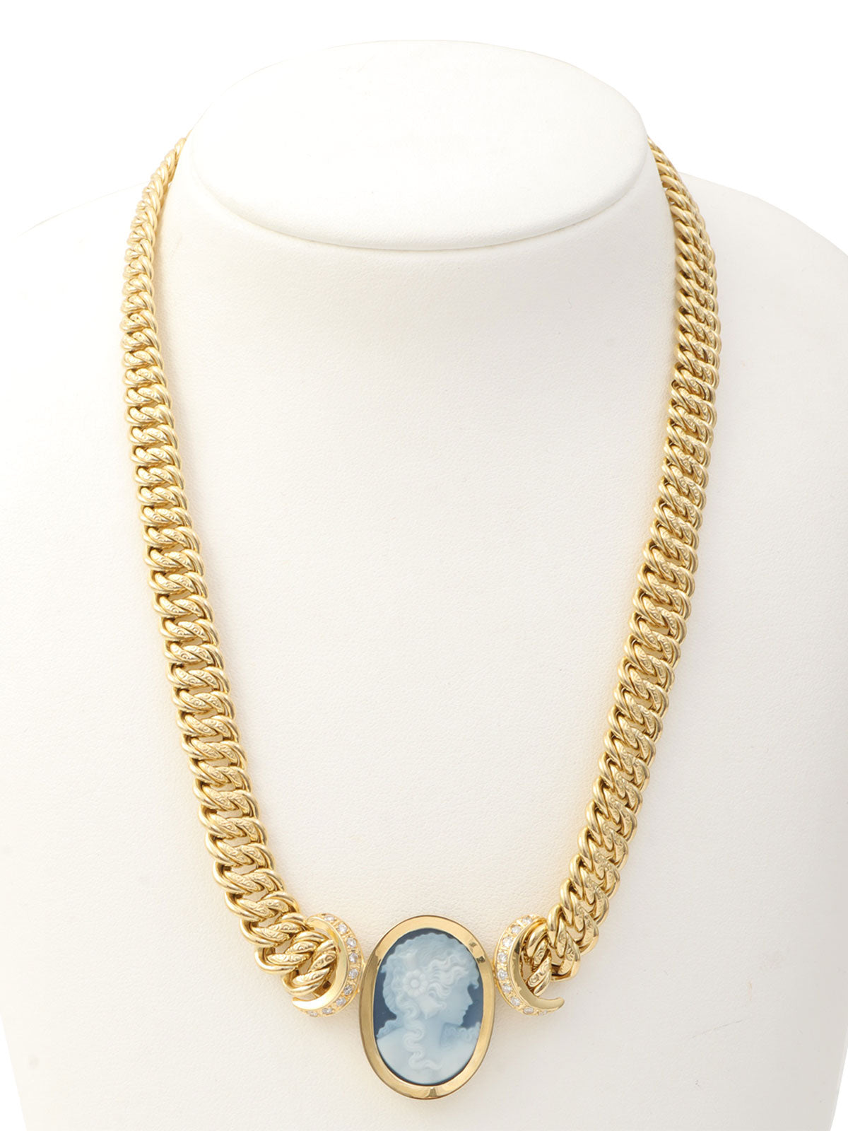 ウノアエレ18Kダイヤモンドカメオチェーンネックレス ゴールド