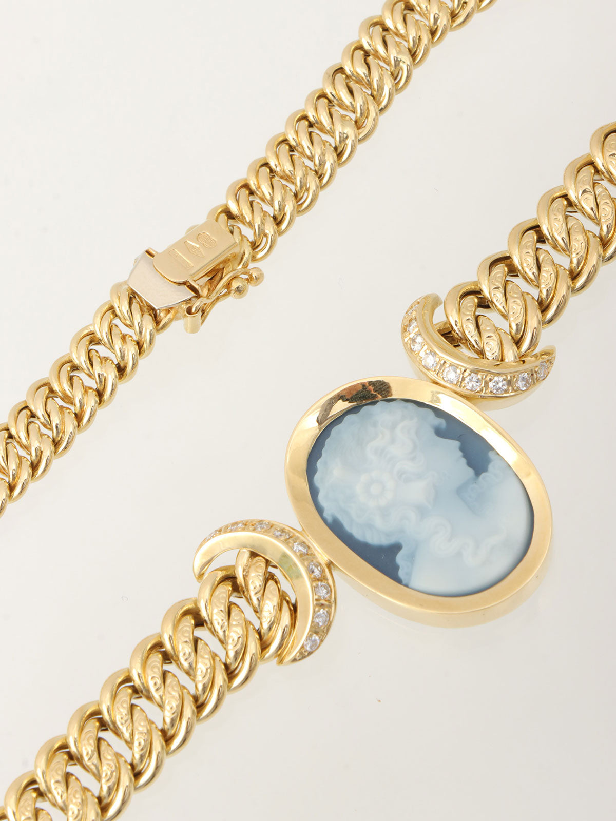 ウノアエレ18Kダイヤモンドカメオチェーンネックレス ゴールド