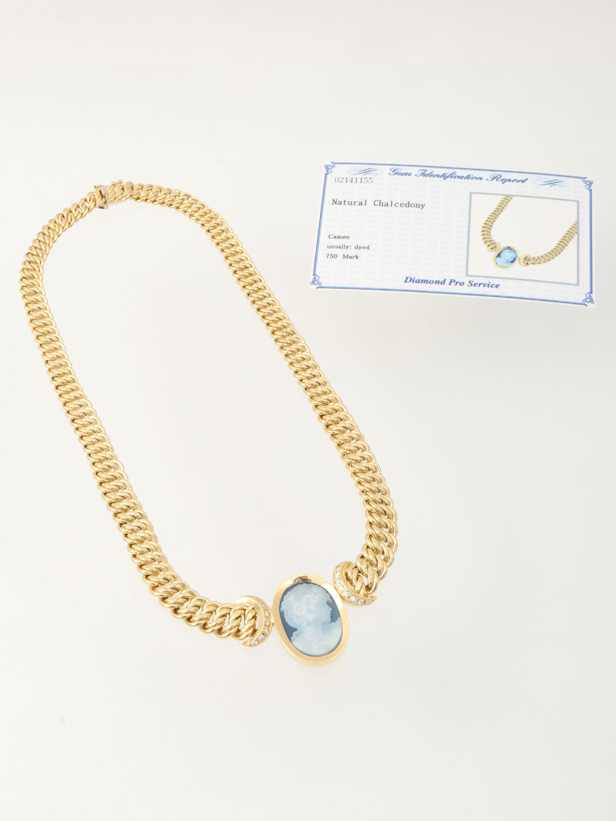 ウノアエレ18Kダイヤモンドカメオチェーンネックレス ゴールド