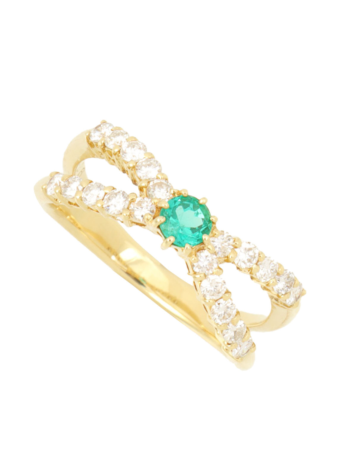 18Kエメラルドダイヤモンドデザインリング ゴールド/グリーン #12