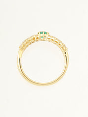 18Kエメラルドダイヤモンドデザインリング ゴールド/グリーン #12