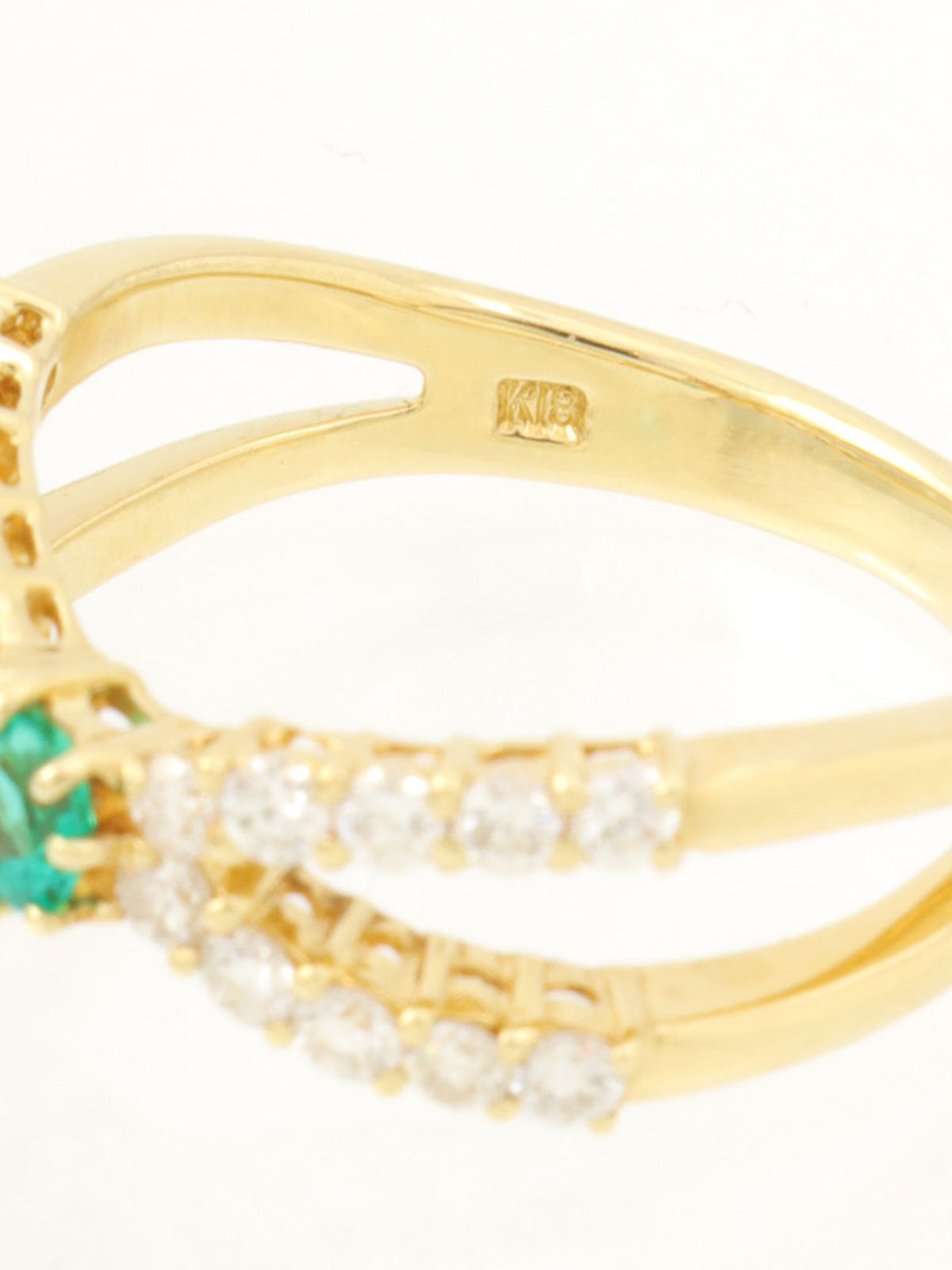 18Kエメラルドダイヤモンドデザインリング ゴールド/グリーン #12