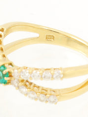 18Kエメラルドダイヤモンドデザインリング ゴールド/グリーン #12