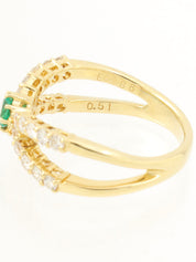 18Kエメラルドダイヤモンドデザインリング ゴールド/グリーン #12