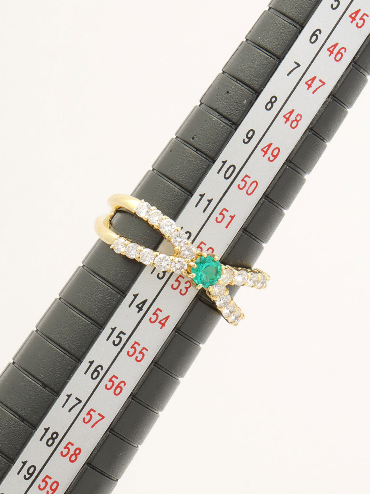 18Kエメラルドダイヤモンドデザインリング ゴールド/グリーン #12