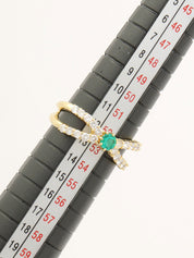 18Kエメラルドダイヤモンドデザインリング ゴールド/グリーン #12