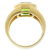 18K Peridot Oval Design Ring #57 Gold/Light Green