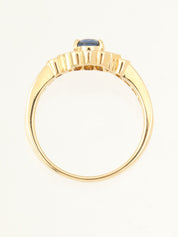 18Kサファイアダイヤモンドフラワーモチーフリング ゴールド/ブルー #12