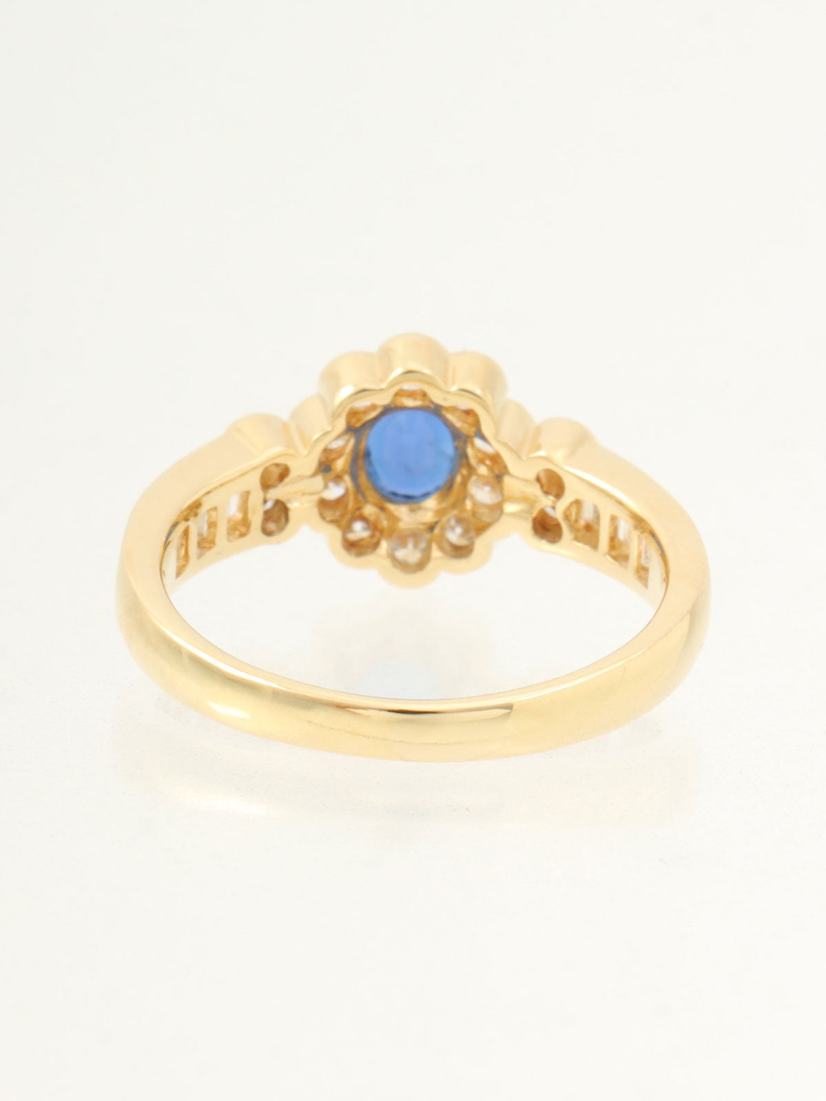 18Kサファイアダイヤモンドフラワーモチーフリング ゴールド/ブルー #12